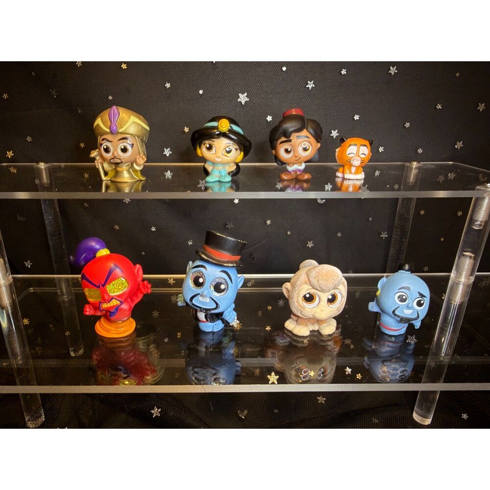 Aladdin Doorables Lot Genie Jafar Jasmine Disney Mini Figures Bundle Flocked